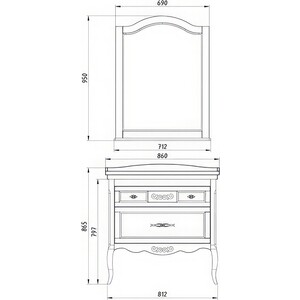 Тумба с раковиной ASB-woodline Модерн 85 белая (11247, 23419)