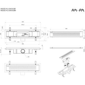 Душевой лоток Am.Pm PrimeFlow затвор Cut Gradient 40 см, хром (W02SC-P11-040-01SB)