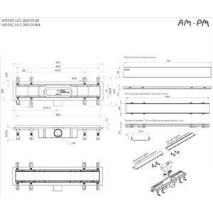 Душевой лоток Am.Pm PrimeFlow затвор Tile 50 см, хром (W02SC-U11-050-04SB)