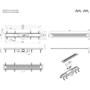 Душевой лоток Am.Pm PrimeFlow затвор Cut Gradient 70 см, черный (W02SC-P11-070-01BM)