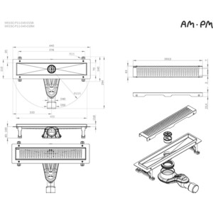 Душевой лоток Am.Pm MasterFlow затвор Cut Gradient 40 см, хром (W01SC-P11-040-01SB)