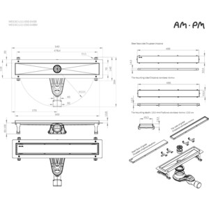 Душевой лоток Am.Pm MasterFlow затвор Tile 50 см, хром (W01SC-U11-050-04SB)