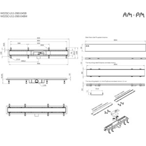 Душевой лоток Am.Pm PrimeFlow затвор Tile 90 см, черный (W02SC-U11-090-04BM)