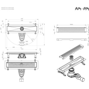 Душевой лоток Am.Pm MasterFlow затвор Cut Gradient 40 см, черный (W01SC-P11-040-01BM)