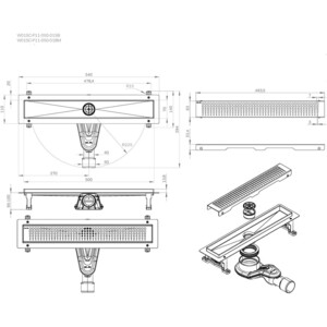 Душевой лоток Am.Pm MasterFlow затвор Cut Gradient 50 см, черный (W01SC-P11-050-01BM)