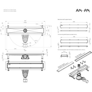 Душевой лоток Am.Pm MasterFlow затвор Tile 50 см, черный (W01SC-U11-050-04BM)