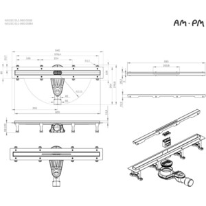 Душевой лоток Am.Pm MasterFlow затвор Slim line 60 см, черный (W01SC-S11-060-05BM)