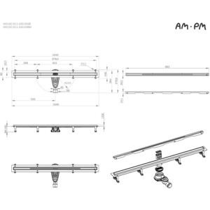 Душевой лоток Am.Pm MasterFlow затвор Slim line 100 см, хром (W01SC-S11-100-05SB)