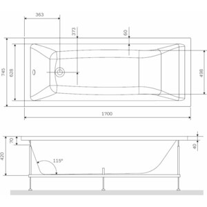 Каркас Am.Pm Gem 170х75 (W93A-170-075W-R)