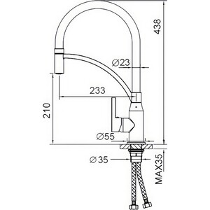 Смеситель для кухни Haiba HB644-7 с гибким изливом, черный (HB73644-7)