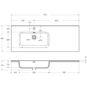 Раковина мебельная BelBagno 121х46 левая (BB1200ETL-L)