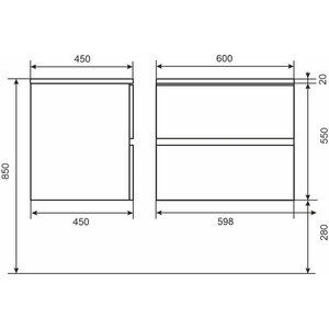 Тумба с раковиной Uperwood Barsa 60 белая/дуб сонома (2930205256, 2911120345)