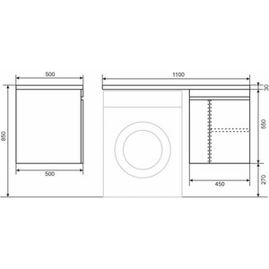 Тумба с раковиной Uperwood Magenta 110R с дверцами, под стиральную машину, белая (5930205159, 2490000011)