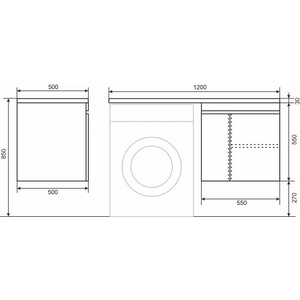 Тумба с раковиной Uperwood Magenta 120R с дверцами, под стиральную машину, белая (5930205150, 2490000009)