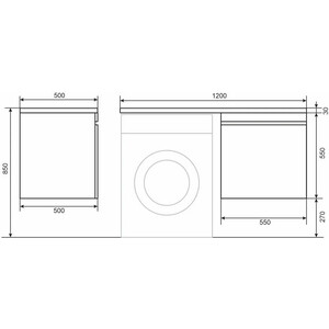 Тумба с раковиной Uperwood Magenta 120R с ящиком, под стиральную машину, белая (5930205153, 2490000009)