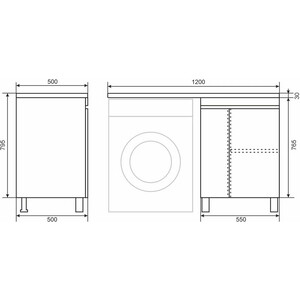 Тумба с раковиной Uperwood Magenta 120R напольная, под стиральную машину, белая (5930205156, 2490000009)