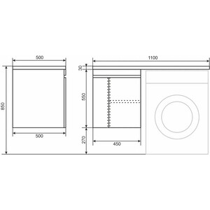 Тумба с раковиной Uperwood Magenta 110L с дверцами, под стиральную машину, белая (5930205159, 2490000012)