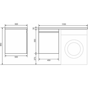 Тумба с раковиной Uperwood Magenta 110L с ящиком, под стиральную машину, белая/графит (5930205163, 2490000012)