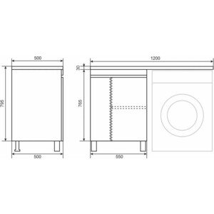 Тумба с раковиной Uperwood Magenta 120L напольная, под стиральную машину, черная (5930205158, 2490000010)