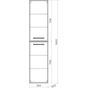 Пенал Uperwood Foster 36х160 белый (291020526)