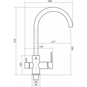 Смеситель для кухни Uperwood UPD-003-01 с подключением фильтра, хром/уголь