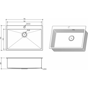 Кухонная мойка Floracio Steel F.7551.SSD нержавеющая сталь с декором