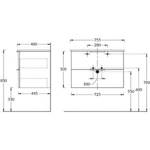 Тумба с раковиной Kerama Marazzi Piano Forte 75 белая (PI.F.75\WHT, PI.wb.75)