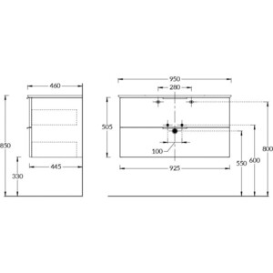 Тумба с раковиной Kerama Marazzi Piano Forte 95 белая (PI.F.95\WHT, PI.wb.95)