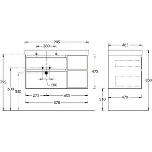 Тумба под раковину Kerama Marazzi Cubo 90 белая (CUB.90Lh\WHT.M)