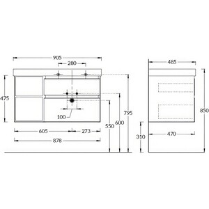 Тумба под раковину Kerama Marazzi Cubo 90 белая (CUB.90Rh\WHT.M)