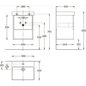 Тумба с раковиной Kerama Marazzi Pro 50 белая/швейцарский вяз (PRO.50.1\OLM, PROR.wb.50)