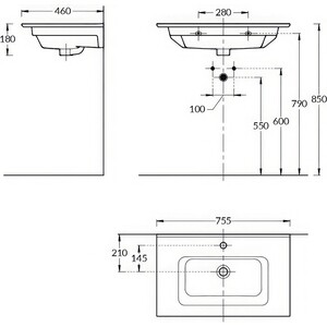 Раковина мебельная Kerama Marazzi Piano 75 (PI.wb.75)