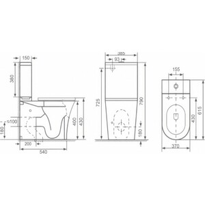 Унитаз-компакт безободковый Royce Voodoo с сиденьем микролифт (RCT-133104WH)