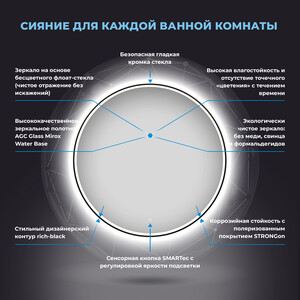 Зеркало Wellsee 7 Rays' Spectrum 50х50 подсветка, сенсор (172200190)