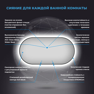 Зеркало Wellsee 7 Rays' Spectrum 80х40 подсветка, сенсор (172201510)