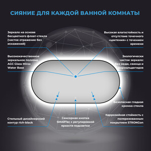 Зеркало Wellsee 7 Rays' Spectrum 120х60 подсветка, сенсор (172201570)