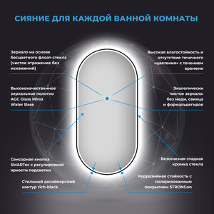 Зеркало Wellsee 7 Rays' Spectrum 55х100 подсветка, сенсор (172201620)