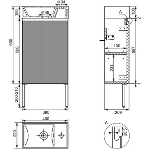 Тумба с раковиной Wellsee WC Area 40х22 напольная, смеситель справа, матовая синяя (221804005)