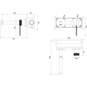 Смеситель для раковины Vincea Rim встраиваемый, черный (VBFW-2RM1MB)