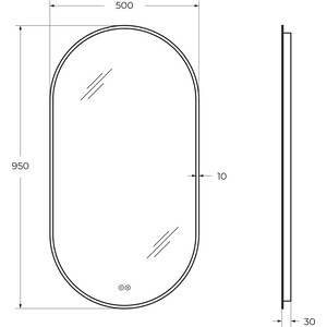 Зеркало Cezares Ellisse 50х95 RGB подсветка, сенсор (CZR-SPC-ELS-500-950-RGB-TCH)
