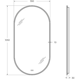 Зеркало Cezares Ellisse 55х105 RGB подсветка, сенсор (CZR-SPC-ELS-550-1050-RGB-TCH)