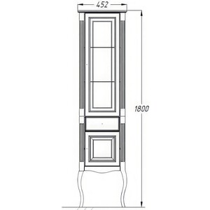 Пенал Opadiris Лаура 45х180 левый, белый матовый с золотой патиной (Z0000006525)