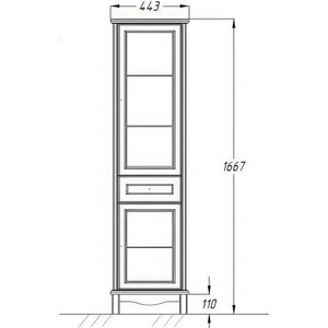 Пенал Opadiris Омега 44х166 левый, слоновая кость (00-00001616)