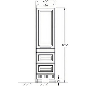 Пенал Opadiris Оникс 48х180 правый, белый глянц с золотой патиной (Z0000005742)