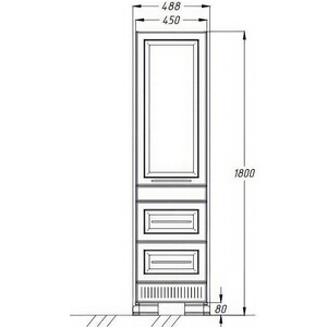 Пенал Opadiris Оникс 48х180 левый, белый глянц с золотой патиной (Z0000005741)