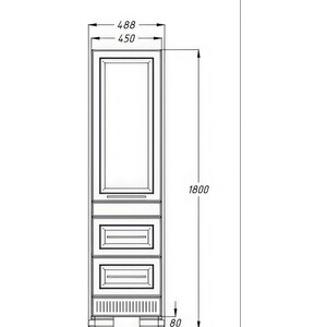 Пенал Opadiris Оникс 48х180 правый, белый глянц с серебряной патиной (Z0000005504)