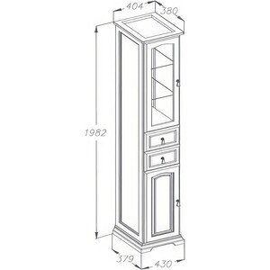 Пенал Opadiris Риспекто 43х200 левый, орех антикварный (00-00005840)