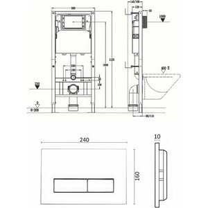 Инсталляция для унитаза Agger с черной клавишей (ACC500+APB0244)