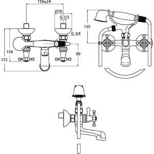 Смеситель для ванны Ideal Standard Reflections с душевым набором (B9657LS)