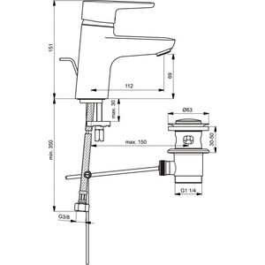 Смеситель для раковины Ideal Standard Connect с донным клапаном (B9914AA)